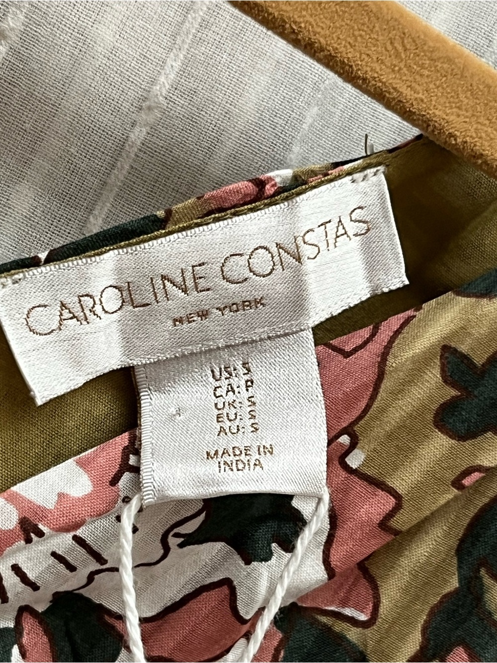 Caroline Constas Mustard Floral V-Neck Cotton Modal Midi Dress NWT Size S - Picture 6 of 10